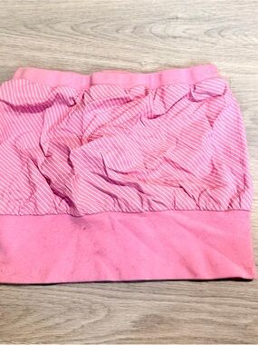 split Pink Ruched Striped Tube top